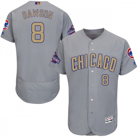 Youth Chicago Cubs #8 Andre Dawson World Series Champions Grey Program Flexbase Stitched MLB Jersey