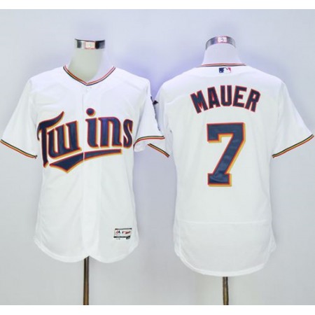 Twins #7 Joe Mauer White Flexbase Authentic Collection Stitched MLB Jersey