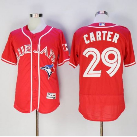 Blue Jays #29 Joe Carter Red Flexbase Authentic Collection Canada Day Stitched MLB Jersey