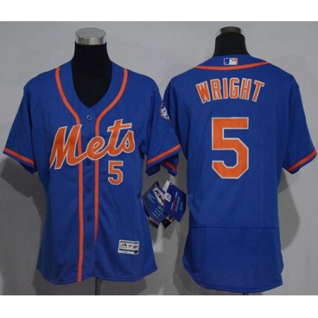 Mets #5 David Wright Blue Flexbase Authentic Women's Stitched MLB Jersey