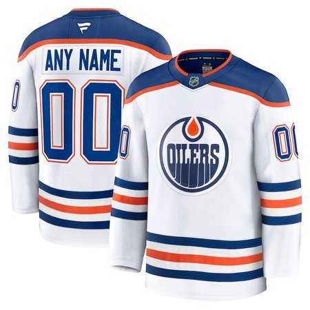 Men's Edmonton Oilers White Away Premium Custom Jersey
