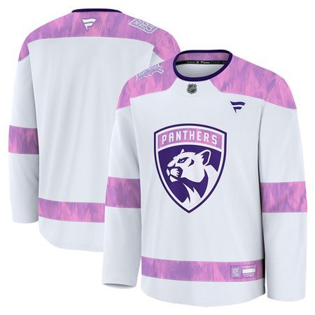 Youth Florida Panthers White 2024 Hockey Fights Cancer Practice Jersey