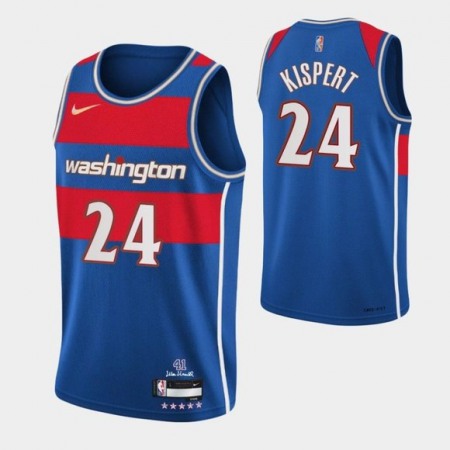 Men's Washington Wizards #24 Corey Kispert 75th Anniversary 2021/2022 Blue City Edition Swingman Stitched Jersey
