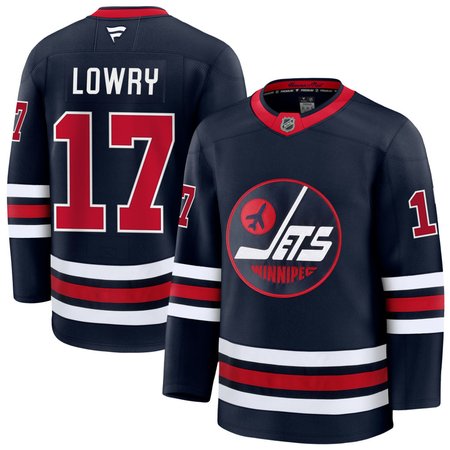 Men's Winnipeg Jets #17 Adam Lowry Navy Alternate Premium Jersey