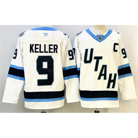 Men's Utah Mammoth #9 Clayton Keller White 2025 With C Patch Stitched Premium Jersey