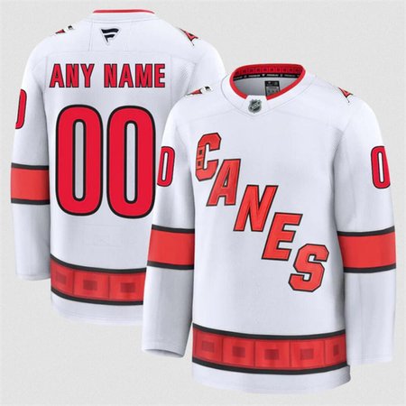Men's Carolina Hurricanes Custom White 2024-25 Away Stitched Hockey Premium Jersey