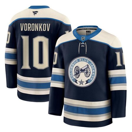 Men's Columbus Blue Jackets #10 Dmitri Voronkov Navy 2024-25 Alternate Stitched Hockey Premium Jersey