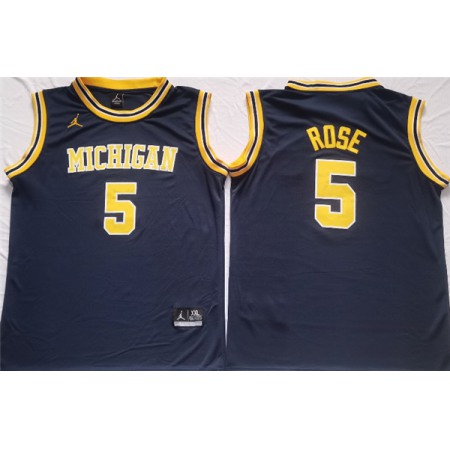 Men's Michigan Wolverines #5 Jalen Rose Navy Stitched Jersey Men's Michigan Wolverines #5 Jalen Rose Navy Stitched Jersey