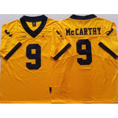 Men's Michigan Wolverines #9 McCARTHY Yellow Stitched Jersey Men's Michigan Wolverines #9 McCARTHY Yellow Stitched Jersey