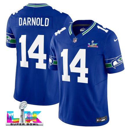 Men's Seattle Seahawks #14 Sam Darnold Royal Super Bowl LX F.U.S.E. Vapor Limited Stitched Football Jersey