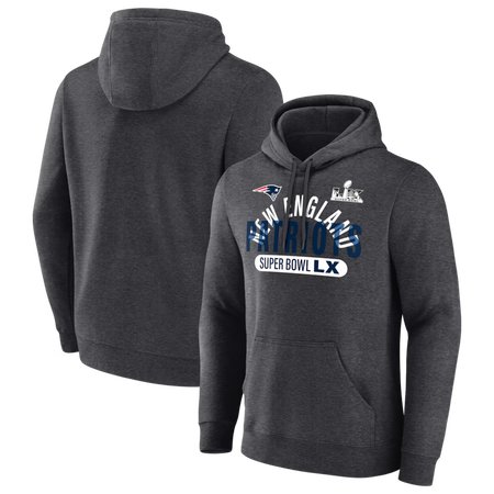 Men's New England Patriots Heather Charcoal Super Bowl LX Game Plan Hoodie