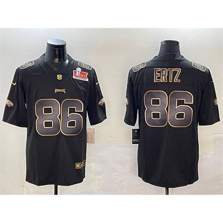 Men's Philadelphia Eagles #86 Zach Ertz Black/Gold 2025 Super Bowl LIX Patch Vapor Untouchable Limited Stitched Football Jersey Men's Philadelphia Eagles #86 Zach Ertz Black/Gold 2025 Super Bowl LIX Patch Vapor Untouchable Limited Stitched Football Jersey
