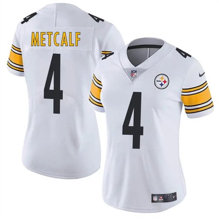 Women's Pittsburgh Steelers #4 DK Metcalf 2025 White Vapor Stitched Football Jersey Women's Pittsburgh Steelers #4 DK Metcalf 2025 White Vapor Stitched Football Jersey