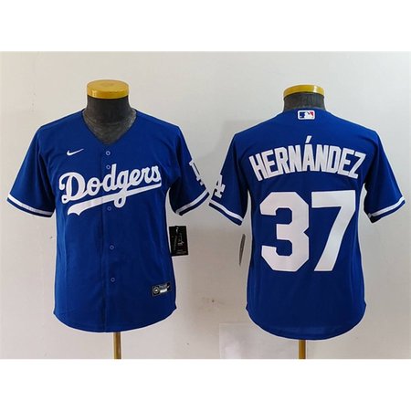 Youth Los Angeles Dodgers #37 Teoscar Hernandez Blue Stitched Baseball Jersey