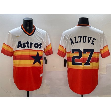 Men's Houston Astros #27 Jose Altuve Orange Rainbow Cool Base Stitched Jersey
