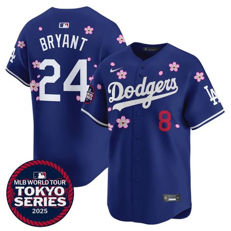 Youth Los Angeles Dodgers #8/24 Kobe Bryant Royal Tokyo 2025 Cool Base Stitched Baseball Jersey