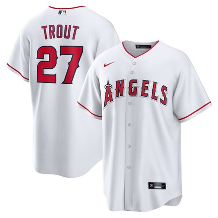 Men's Los Angeles Angels #27 Mike Trout Nike White Home Replica Player Name Jersey