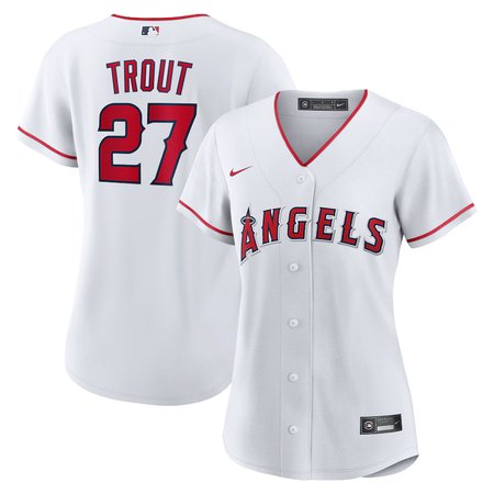 Women's Los Angeles Angels #27 Mike Trout Nike White Home Replica Player Jersey