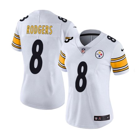 Women's Pittsburgh Steelers #8 Aaron Rodgers White Vapor Untouchable Limited Stitched Jersey Women's Pittsburgh Steelers #8 Aaron Rodgers White Vapor Untouchable Limited Stitched Jersey