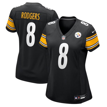 Women's Pittsburgh Steelers #8 Aaron Rodgers Black Game Jersey Women's Pittsburgh Steelers #8 Aaron Rodgers Black Game Jersey
