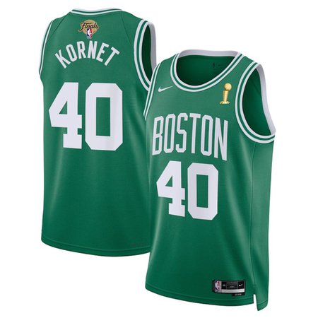 Men's Boston Celtics #40 Luke Kornet Kelly Green 2024 Finals Champions Icon Edition Stitched Basketball Jersey Men's Boston Celtics #40 Luke Kornet Kelly Green 2024 Finals Champions Icon Edition Stitched Basketball Jersey