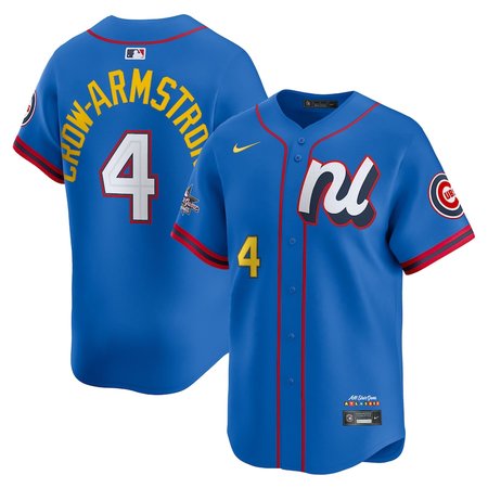 Youth National League #4 Pete Crow-Armstrong Nike Blue 2025 All-Star Edition Limited Player Jersey