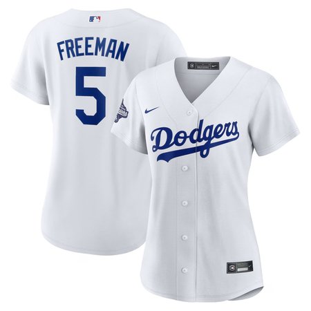 Women's Los Angeles Dodgers #5 Freddie Freeman Nike White Home 2025 World Series Champions Replica Jersey