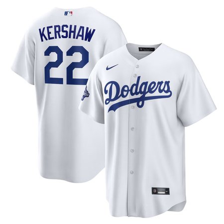 Men's Los Angeles Dodgers #22 Clayton Kershaw Nike White Home 2025 World Series Champions Replica Jersey