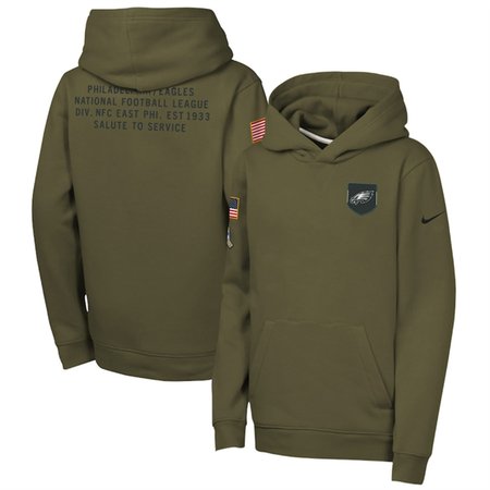 Youth Philadelphia Eagles Olive 2025 Salute to Service Club Fleece Hoodie