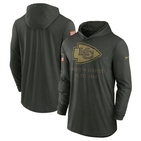 Men's Kansas City Chiefs Forest Green 2025 Salute to Service Sideline Dri-FIT Lightweight Pullover Hoodie