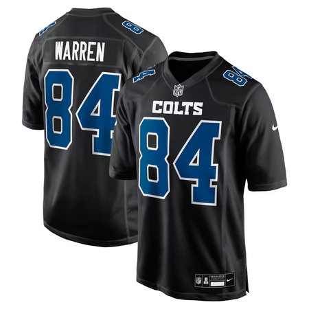 Men's Indianapolis Colts #84 Tyler Warren Nike Carbon Black Fashion Game Jersey