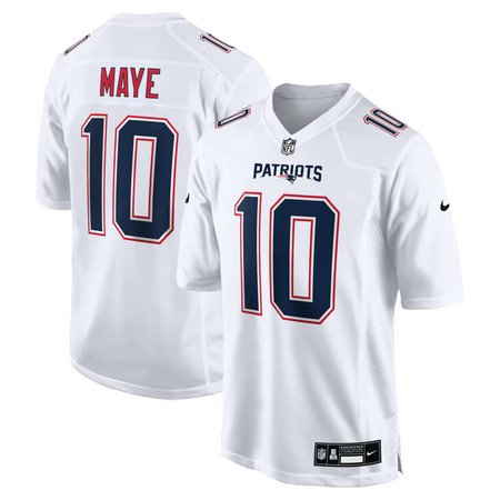 Men's New England Patriots #10 Drake Maye Nike Tundra White Game Jersey
