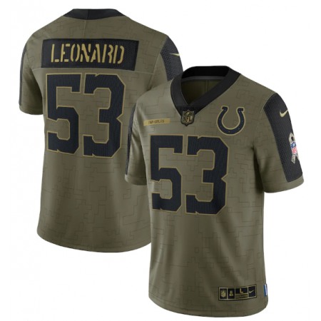 Men's Indianapolis Colts #53 Darius Leonard 2021 Olive Salute To Service Limited Stitched Jersey