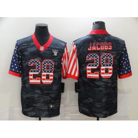 Men's Las Vegas Raiders #28 Josh Jacobs Camo USA Flag Limited Stitched Jersey