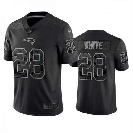 Men's New England Patriots #28 James White Black Reflective Limited Stitched Football Jersey