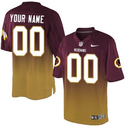 Washington Redskins Customized Burgundy Red/Gold Men's Stitched Elite Fadeaway Fashion NFL Jersey Washington Redskins Customized Burgundy Red/Gold Men's Stitched Elite Fadeaway Fashion NFL Jersey